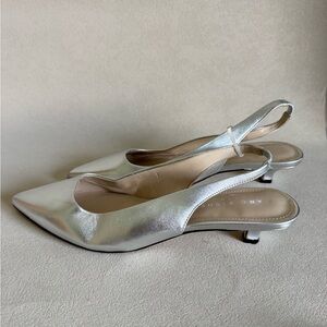 Marc Fisher Silver Slingback Heels